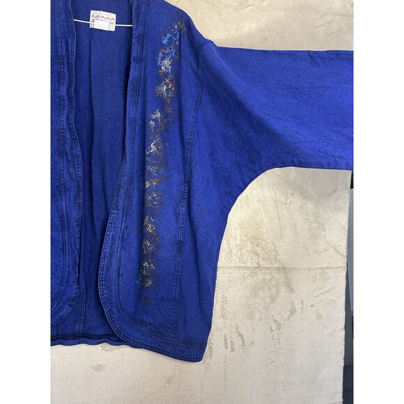 Sundance Denim Wear XL Jacket Oversized Blue Acid Wash Painted Vintage 80's - Picture 5 of 10